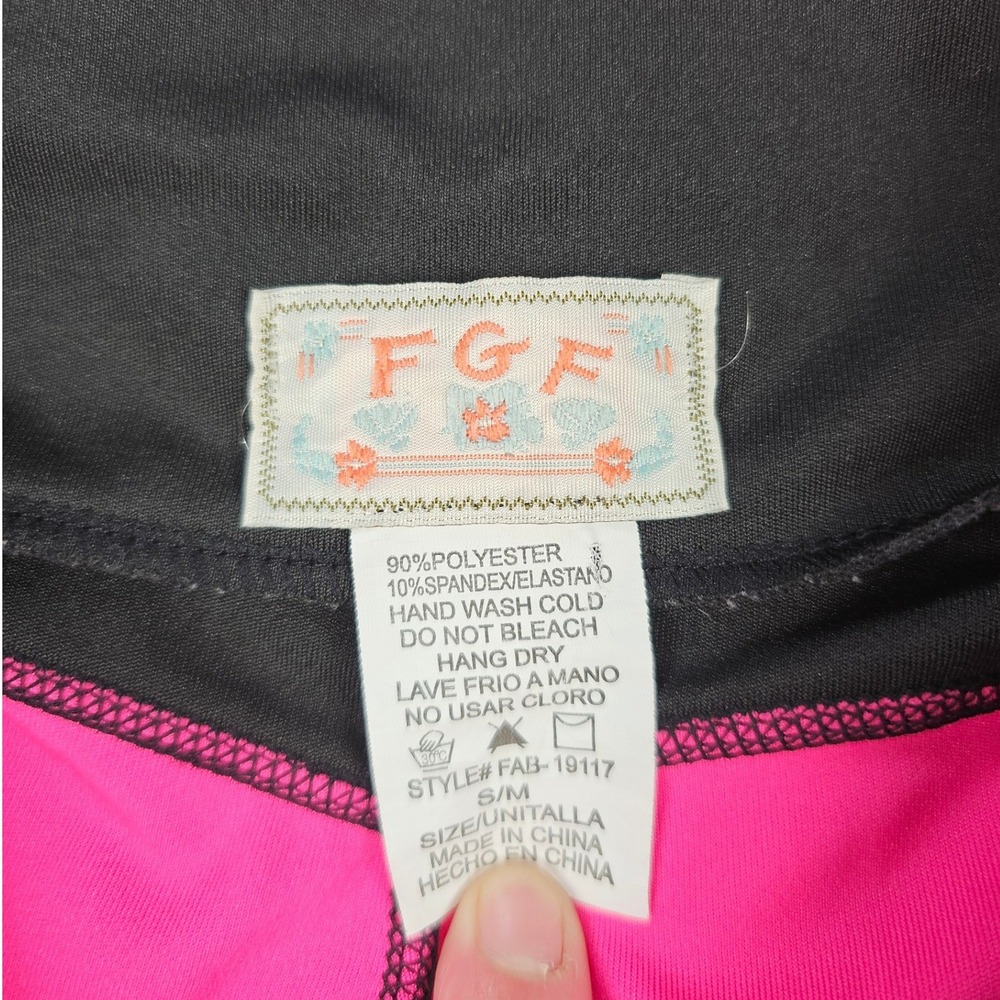 FGF Heart Back Leggings Women S/M Black Pink Excellent Colorblock Activewear - Picture 4 of 4